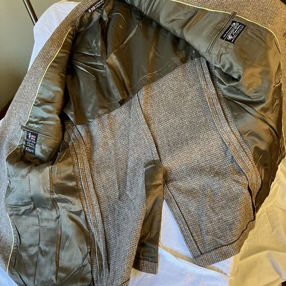 Austin Reed Vintage Tweed Wool Sport Coat Gray Barleycorn Fleck 42 44 Regent St - Picture 12 of 16